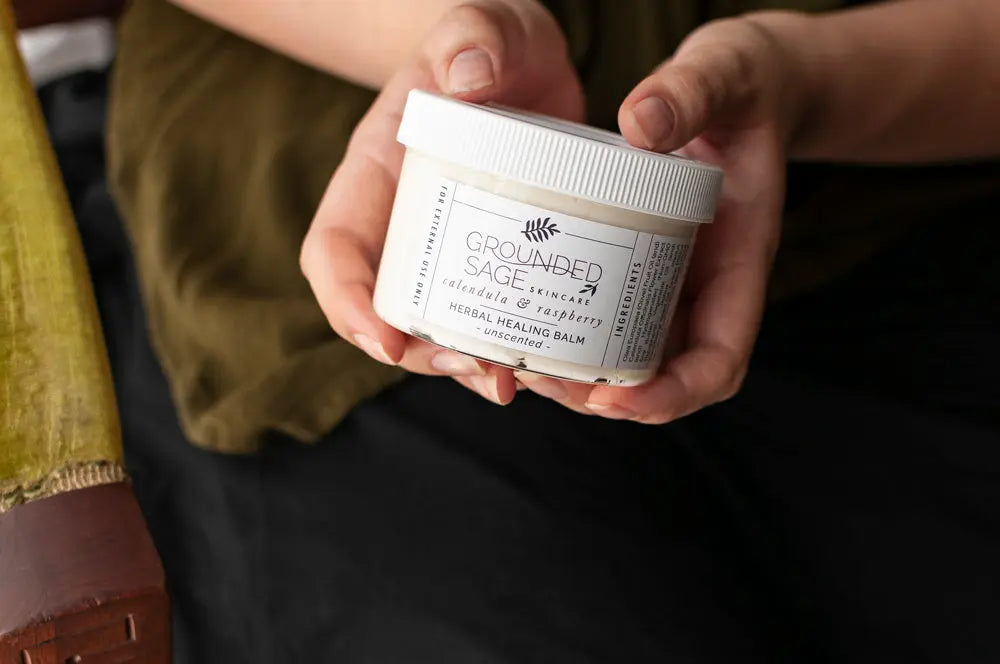 Calendula & Raspberry Herbal Healing Balm for eczema, cracked heels, hard-working hands, and more!