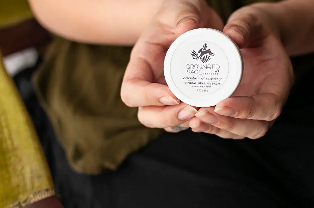 Calendula & Raspberry Herbal Healing Balm for eczema, cracked heels, hard-working hands, and more!