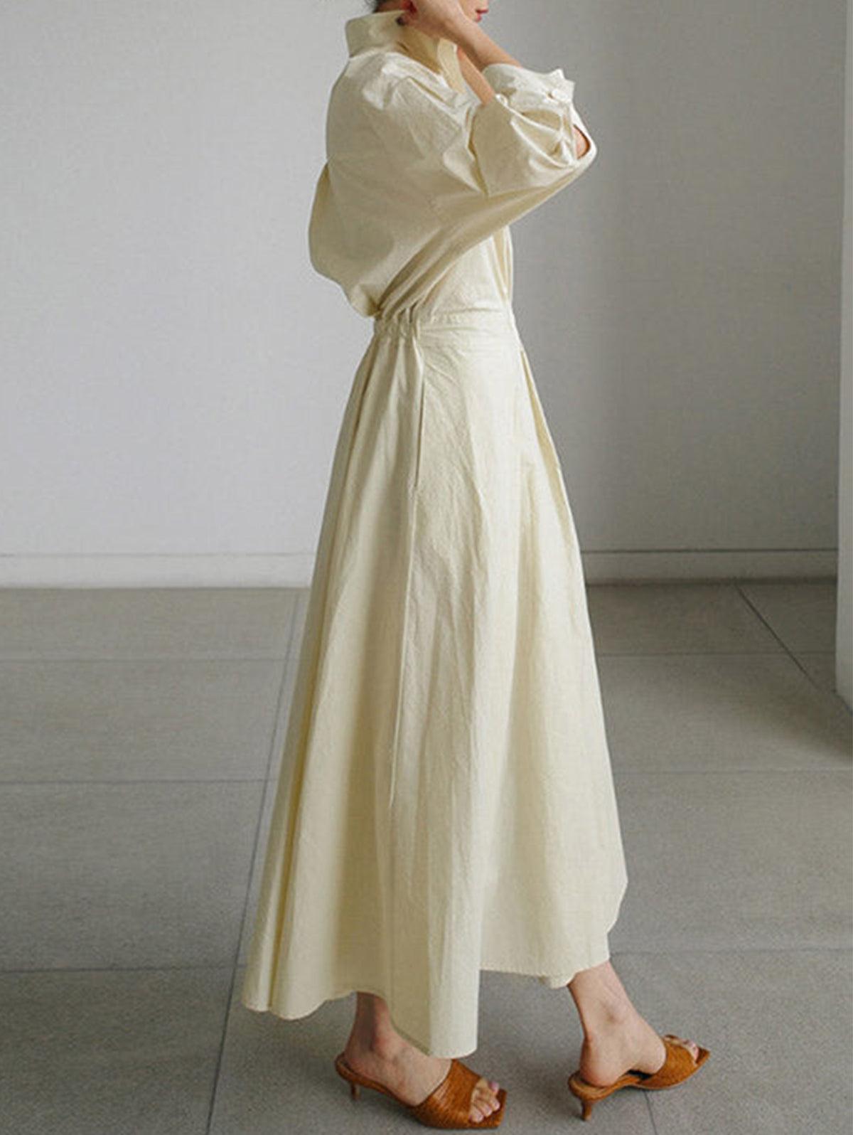 Grounded Sage Button-Up Midi Dress - Elegant Lapel Collar