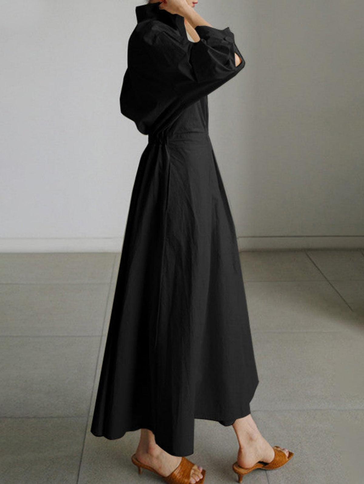 Grounded Sage Button-Up Midi Dress - Elegant Lapel Collar