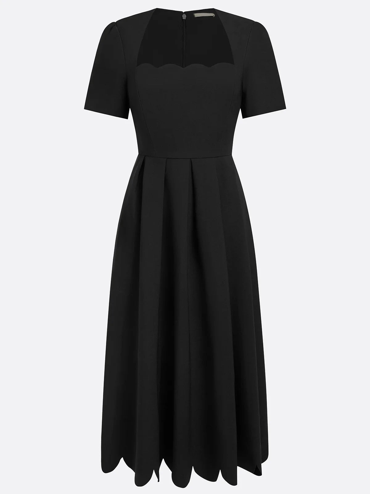 Grounded Sage Elegant Black A-Line Midi Dress