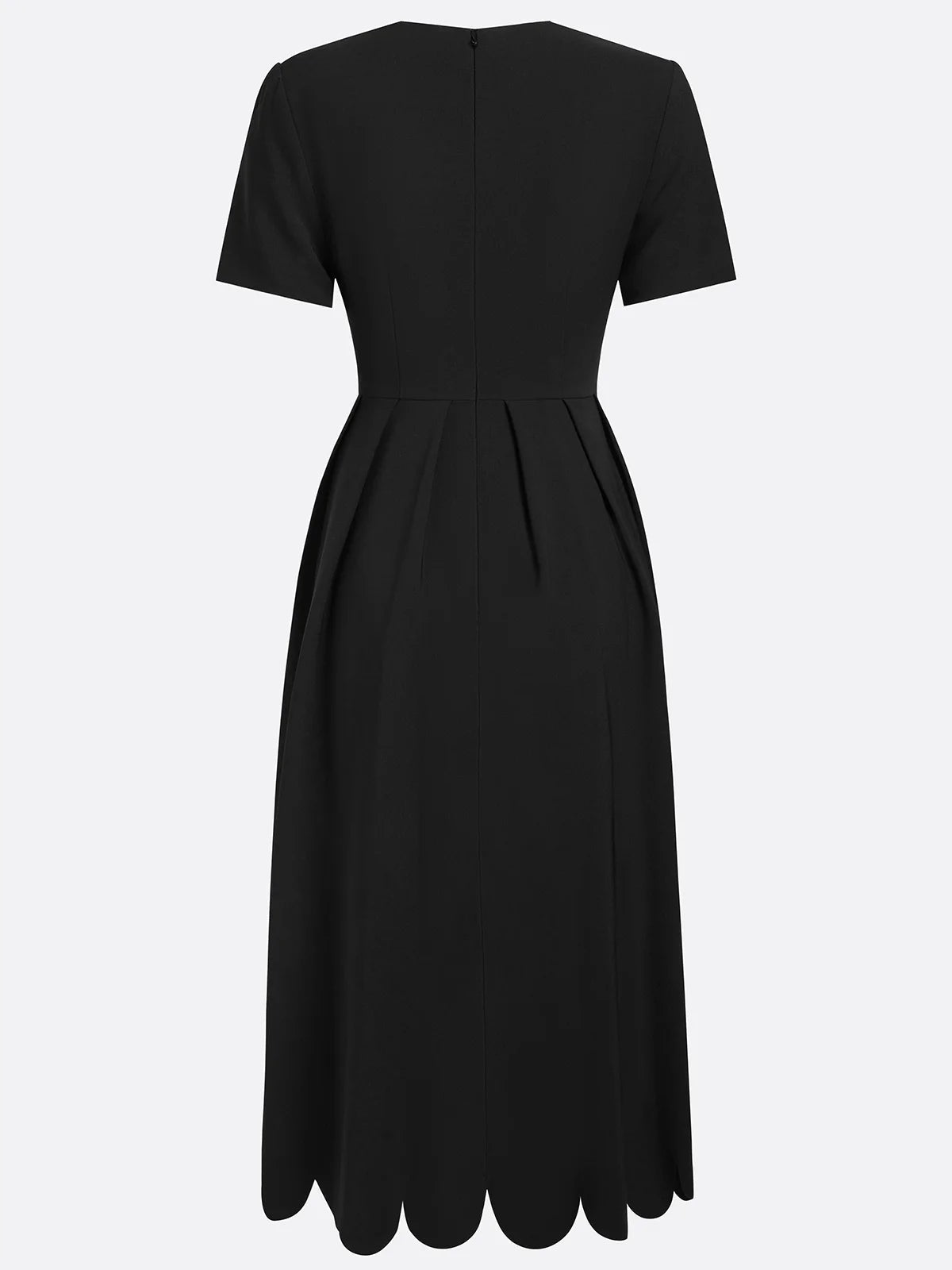 Grounded Sage Elegant Black A-Line Midi Dress