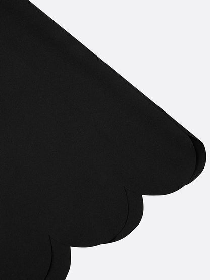 Grounded Sage Elegant Black A-Line Midi Dress
